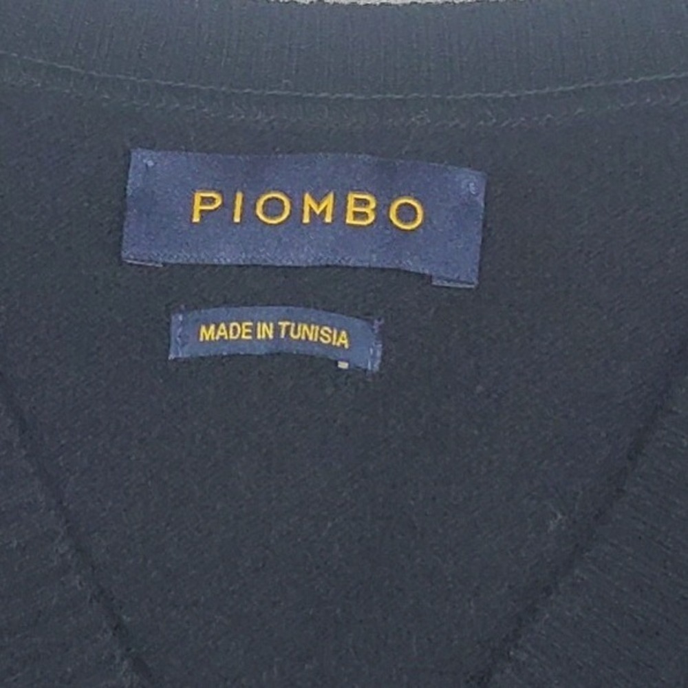 PIOMBO 100% Lambswool V-Neck Sweater Men 2XL Black Luxury Lightweight Preppy New - Picture 4 of 7